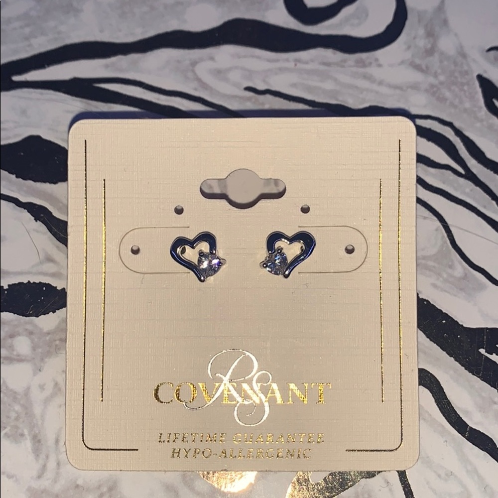 Heart with stone earrings